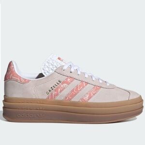 Adidas Women’s Gazelle Bold Grey Pink Stripes Platform lace Up Sneakers size 8